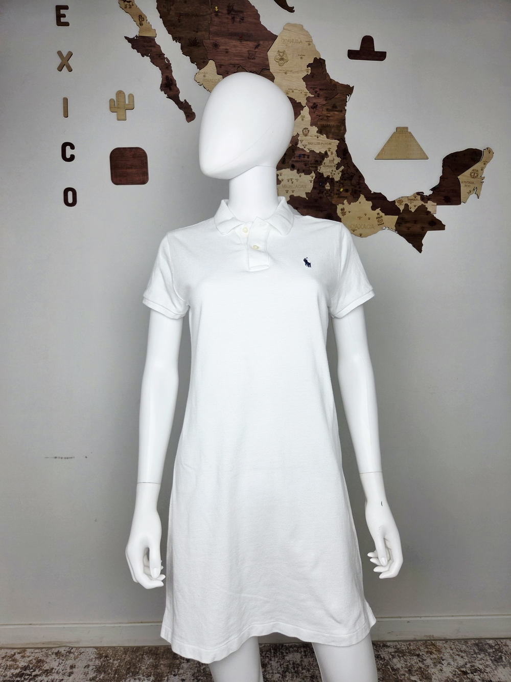 Ralph Lauren White Polo Mini Dress with Navy Pony
